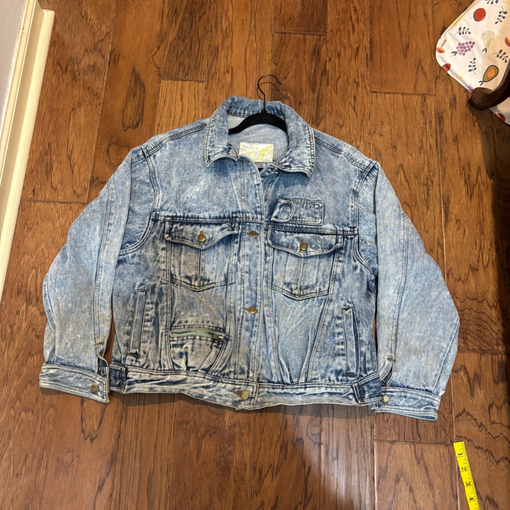 Vintage 80s Acid Wash Denim/Jean Jacket Unisex Men’s Sm Women’s Med - Picture 2 of 13